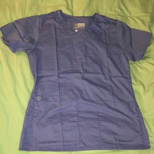 Surgical blue scrub top